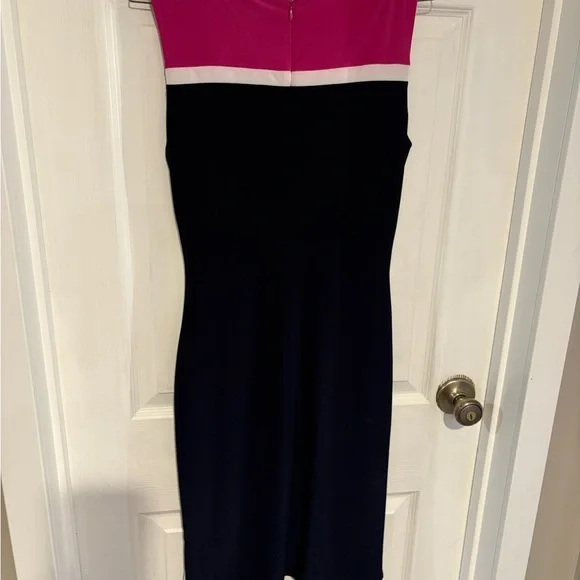 Lauren Ralph Lauren Pink and Navy Midi Dress - Picture 4 of 5